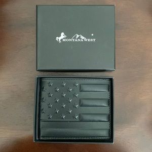 Men’s Montana West Black Wallet with American Flag Front - New